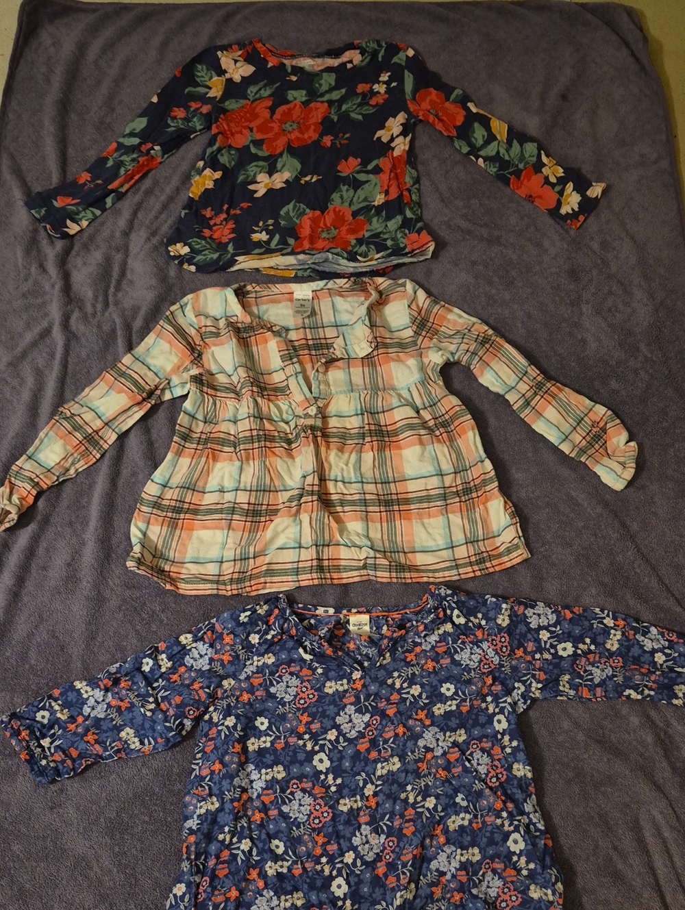 OshKosh B'gosh Navy Floral Long Sleeve Top with Red and Cream Blooms